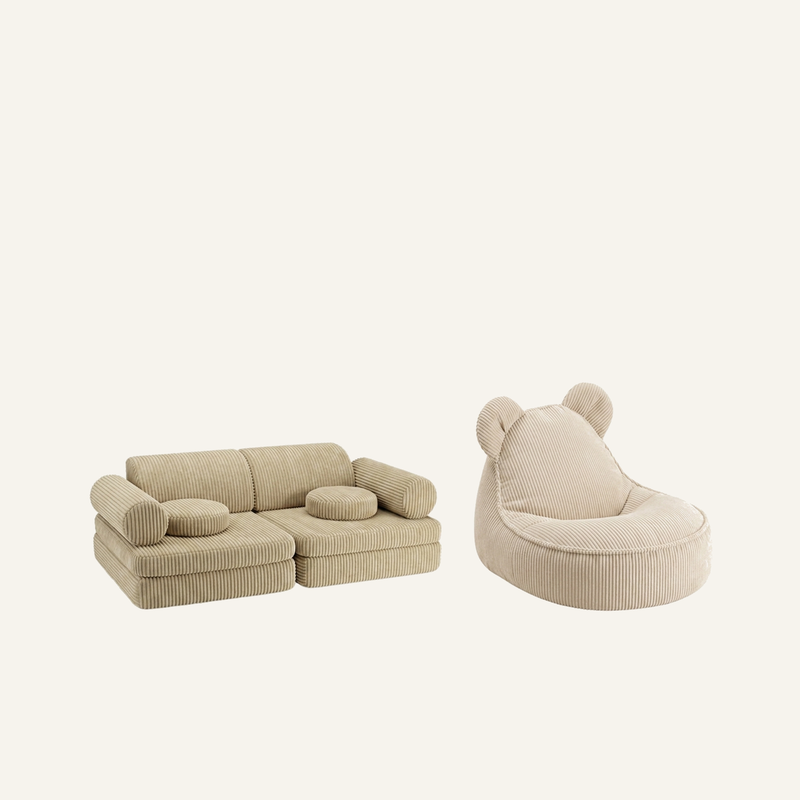 Foam Couch + Circle Pouf Set – Vanilla Cloud